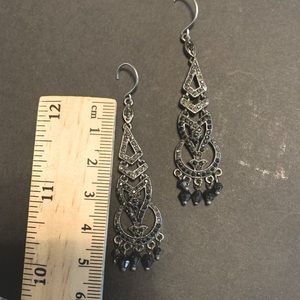 Vintage black crystal chandelier earrings